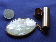 Specchio e Rossetto da borsa Madreperla Vintage 1960