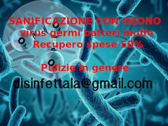Eseguiamo: Sanificazioni con ozono, difesa contro virus, germi, batteri, muffe, pulizie in genere.