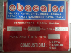 Generatore aria calda con bruciatore Baltur a metano