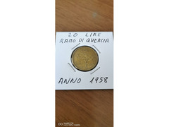 20 LIRE RAMO DI QUERCIA ANNO 1958