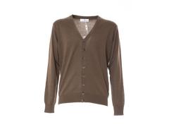 cardigan fango  in lana e cachemire