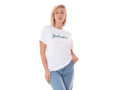 T-Shirt con ricamo in lana verde