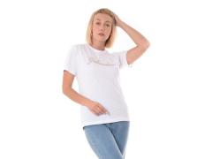 T-Shirt ricamo in lana beige