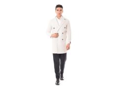 Cappotto doppio petto over panna