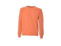 maglia arancio girocollo a costine  lana e cachemire