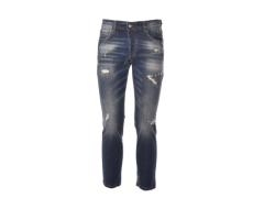 jeans cinque tasche lavaggio scuro con strappi