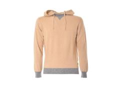 maglione lana e cashmere con cappuccio beige