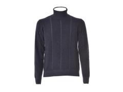 maglia collo alto lana e cashmere blu