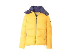 piumino giallo ocra interno in blu