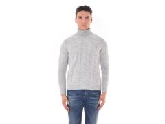 Maglia dolcevita a trecce grigio