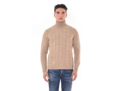 Maglia dolcevita a trecce beige