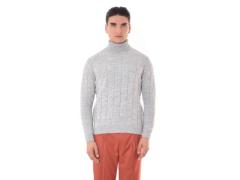 Maglia dolcevita a coste grigio perla