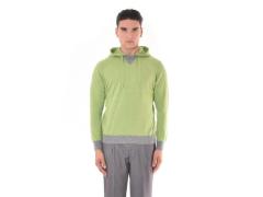 maglione lana e cashmere con cappuccio verde prato