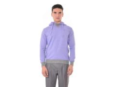 maglione lana e cashmere con cappuccio lilla