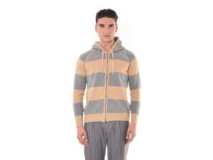 felpa a righe beige misto lana e cashmere