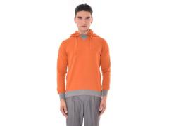 maglione lana e cashmere con cappuccio arancio