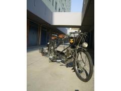 TANDEM A MOTORE DERNY ANNO 1948 CON RIMORCHIETTO APPENDICE, 98 CC. CAMBIO A 2 MARCE, OMOLOGATO A.S.I