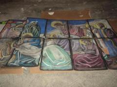 Arte Religiosa- spettacolare disegno su cartoncino nero,da rinvenimento in antico Casale acquisito n
