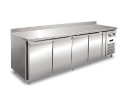 Tavolo refrigerato quattro ante ventilato con alzatina