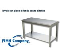 Tavolo in acciaio con piano di fondo