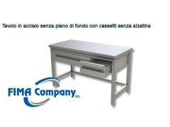 Tavolo in acciaio con cassetti