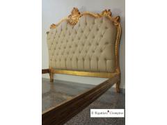 Letto matrimoniale in stile barocco oro avorio in ecopelle