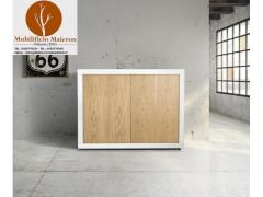 Mobili Rustici Latina Credenza moderna In Legno 2 ante bianco e rovere cod 218M