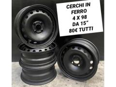 CERCHI IN FERRO DA 15 POLLICI   MISURA FORI 4 X 98  FIAT LANCIA ALFA