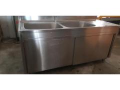 Lavello in inox 2 vasche+2 ante scorrevoli usato