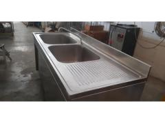 Lavello in inox 2 vasche+2 ante scorrevoli usato