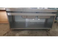Lavello in inox 2 vasche+2 ante scorrevoli usato