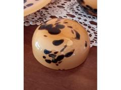 Post Deco Trittico Vetro  Soffiato  d'antan tonalità  decrescenti di giallo  maculato marrone .