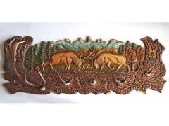 Appendiabiti - scultura in legno con corna di cervo, pezzo unico