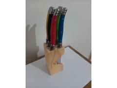 Set 6 coltelli bistecca in stile Laguiole + ceppo