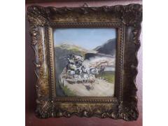 Riproduzione  vintage  de  “Il Gotthard Post “ di Rudolf Koller 1873, miniatura