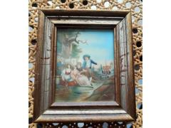 Quadro  miniatura francese  vintage  realizzata su celluloide