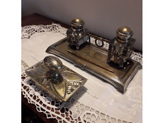 Doppio calamaio fine '800 set da scrivania