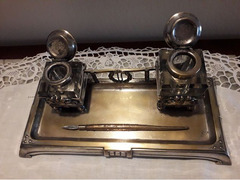 Doppio calamaio fine '800 set da scrivania