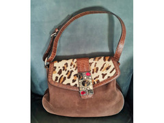 Borsa Vintage  Capaccioli  in pelle marrone di camoscio  da spalla