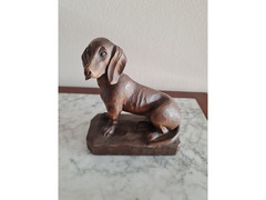 Bassotto in legno vintage marchio VDF Handcarved Italy