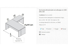 SCRIVANIA  Modello DELTA  200x90 + 100x60