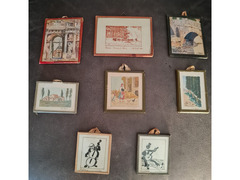 Serie n° 8   acquarelli in miniatura   firmati A. Cervi Roma  anni '50