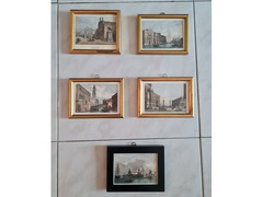 Serie piccole stampe d'epoca  colorate  Venezia vedute architettoniche   incorniciate N ° 5