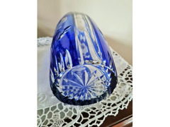 Vaso stile Liberty in cristallo blu cobalto di Boemia ,
