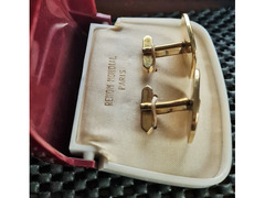 Gemelli da collezione vintage “ Giglio di Francia “ usati realizzati in lega metallica color oro . D