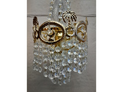 Lampadario In Ottone e Cristallo Vintage in stile impero