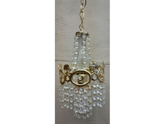 Lampadario In Ottone e Cristallo Vintage in stile impero