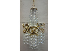 Lampadario In Ottone e Cristallo Vintage in stile impero