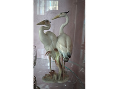 Figurina  in porcellana  coppia  aironi  marchiata  dalla manifattura tedesca Hutschenreuther. Selb
