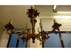 Lampadario 5 Luci bracci in Ottone e legno in perfetto stato